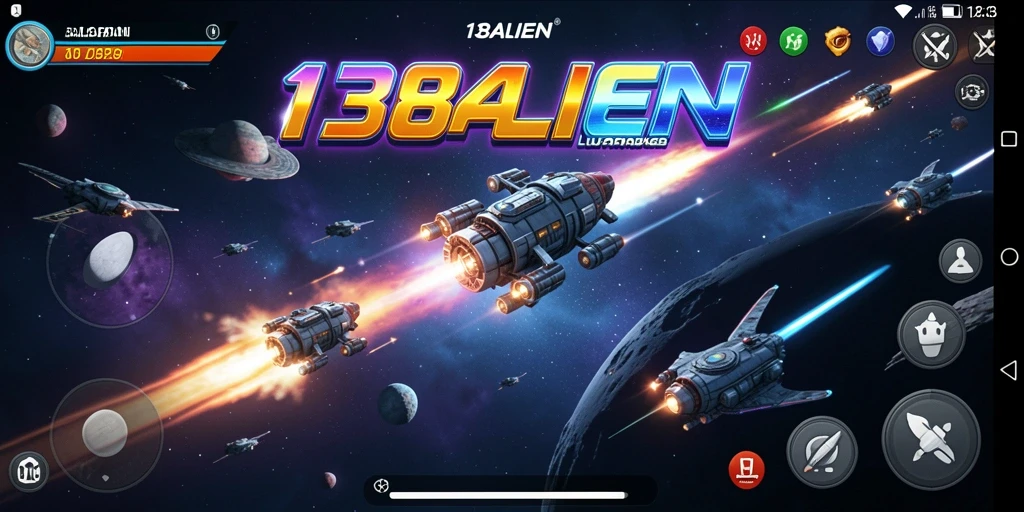 Screenshot menampilkan aksi balapan luar angkasa yang mendebarkan.
