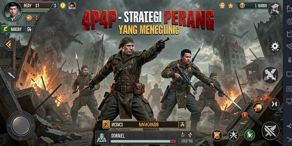 Tampilan menarik dari gameplay strategi di 4P4P yang seru.