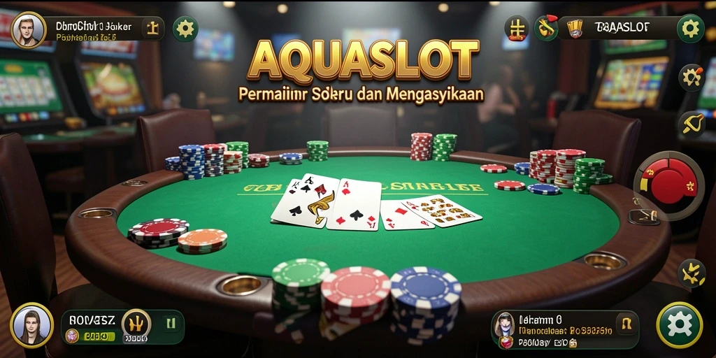 Tampilan gameplay AQUASLOT yang penuh aksi poker.