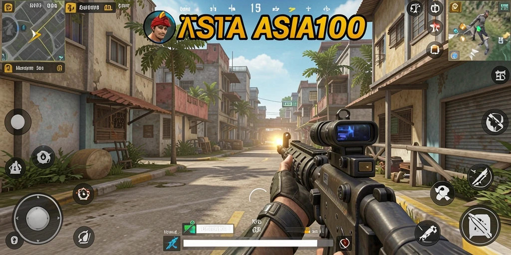 Screenshot gameplay ASIA100 menampilkan aksi pertempuran yang seru.