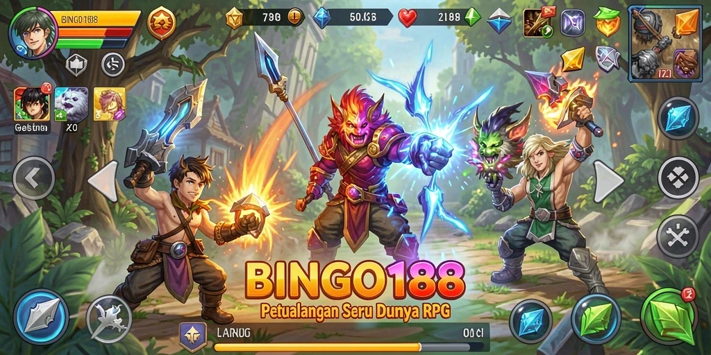 Tangkapan layar BINGO188 yang menunjukkan aksi pertarungan RPG yang seru.