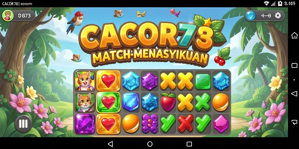 Tampilan gameplay CACOR78 menunjukkan suasana permainan Match-3 yang ceria.