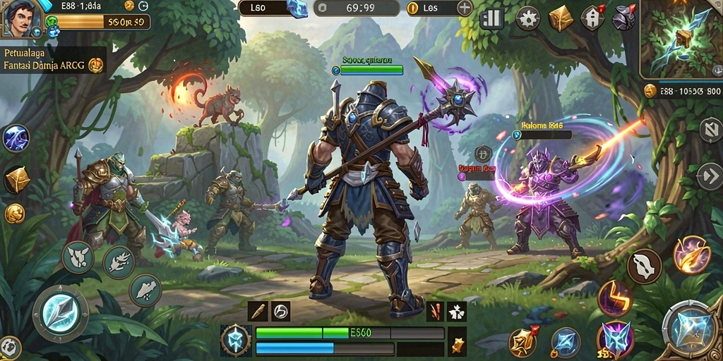 Gameplay E88 menampilkan aksi pertempuran mendebarkan dalam dunia ARPG yang luas.
