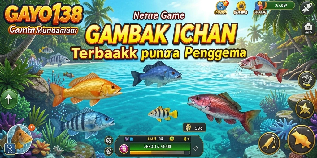 Screenshot utama GAYO138 menunjukkan aksi menembak ikan yang seru.