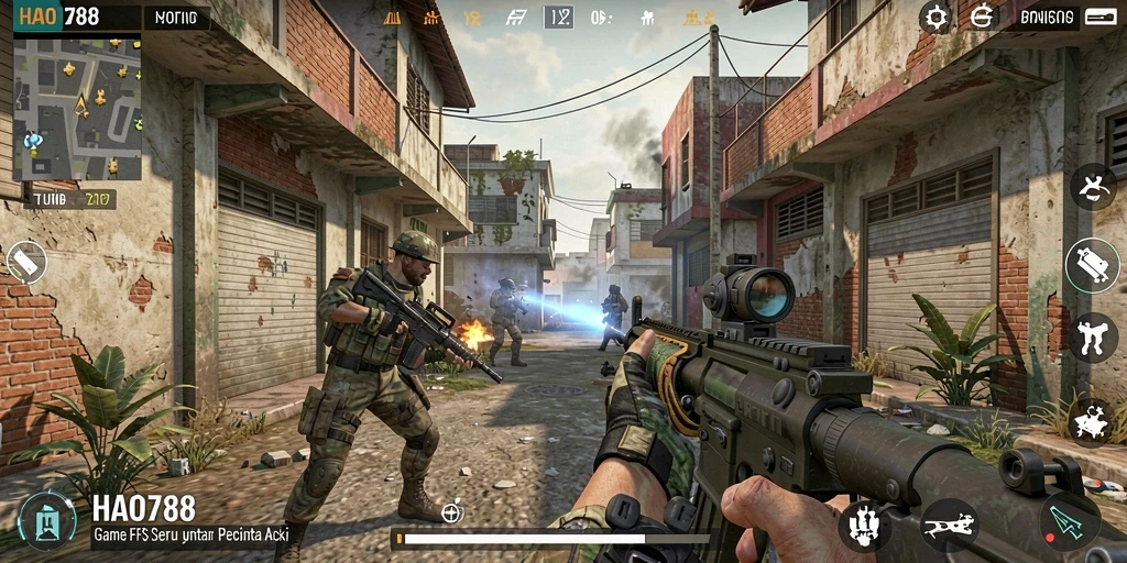 Tampilan gameplay seru dari HAO788 dengan aksi menembak intens.