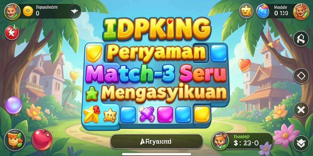 Tampilan gameplay seru IDPKING dengan kombinasi warna-warni match-3.