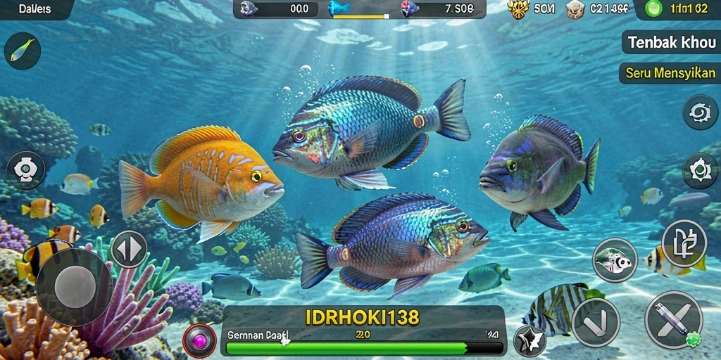 Tampilan menakjubkan dari gameplay Tembak Ikan IDRHOKI138.
