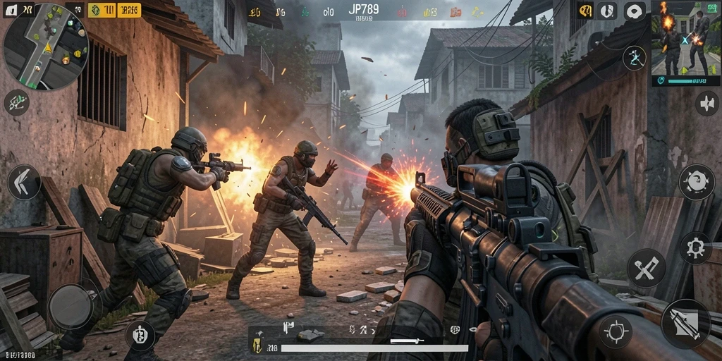 Tampilan gameplay seru dalam JP6789 dengan aksi tembak-menembak yang intens.