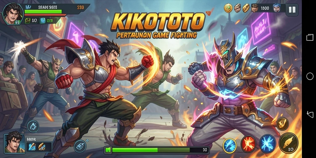 Tampilan gameplay KIKOTOTO yang menegangkan dan seru dalam pertarungan Fighting.