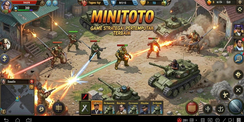 Screenshot MINITOTO menampilkan aksi pertempuran strategi yang mendebarkan.