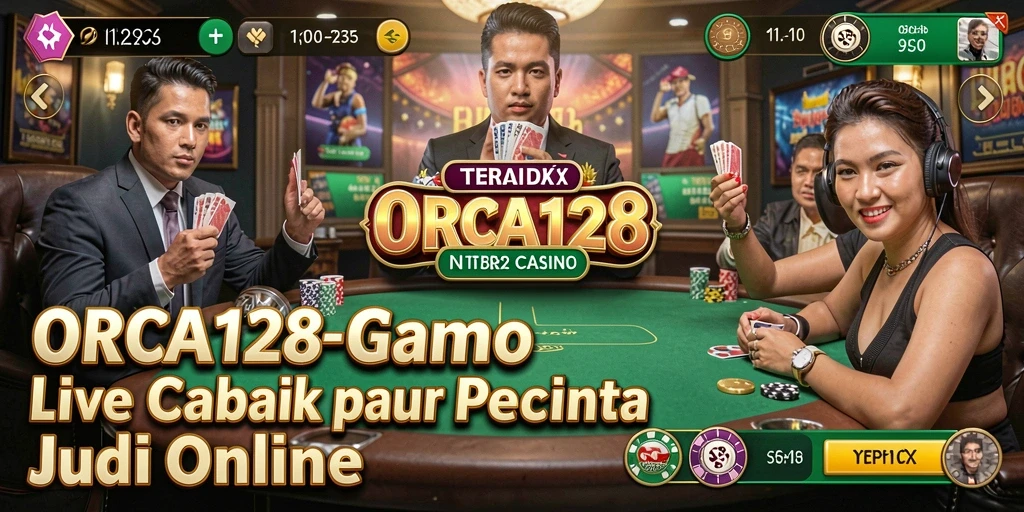 Screenshot gameplay ORCA128 yang menunjukkan dealer profesional dan antarmuka permainan.
