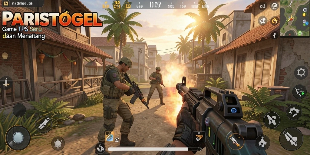Screenshot utama PARISTOGEL menampilkan aksi seru dalam game TPS.