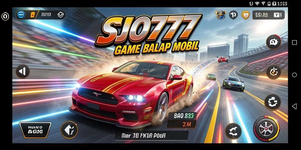 Tangkapan layar dari gameplay balapan yang mendebarkan di SJO777.