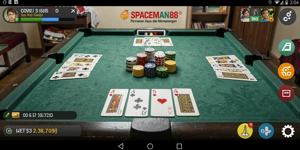Screenshot gameplay <strong>SPACEMAN88</strong> yang menunjukkan momen seru bermain <strong>Gaple</strong>.