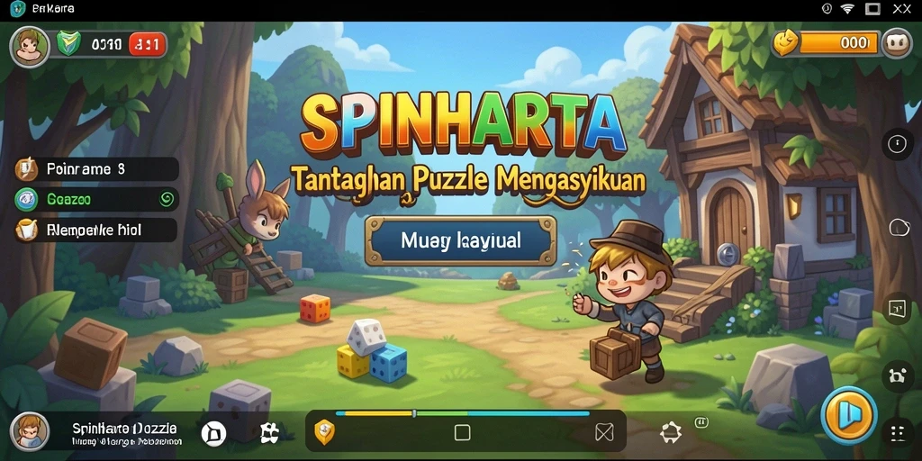 Tangkapan layar SPINHARTA menampilkan gameplay puzzle yang seru dan penuh warna.